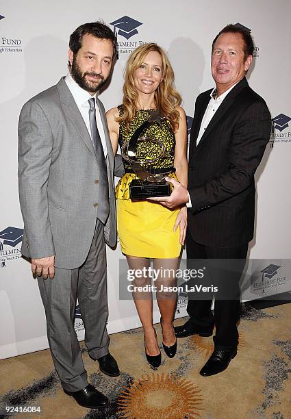 Judd Apatow, Leslie Mann and Garry Shandling attend the 2009 Fullfillment Fund annual stars benefit gala at Beverly Hills Hotel on October 26, 2009...