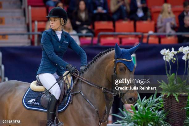 Australian equestrian Edwina Tops-Alexander on Inca Boy van't Vianahof places ninth in the FEI Longines World Cup jumping during the Gothenburg Horse...