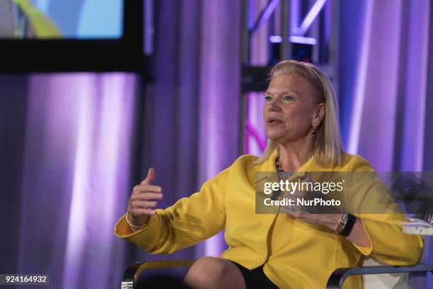 Ginni Rometty, CEO of IBM, speaks during the National Governors Association's Winter Meeting, at the JW Marriott in Washington, D.C., on Sunday,...