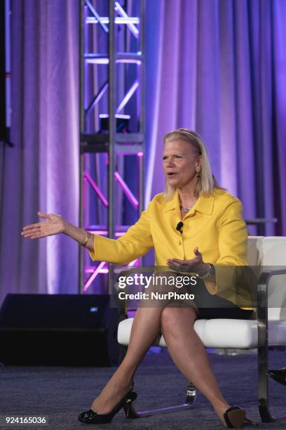 Ginni Rometty, CEO of IBM, speaks during the National Governors Association's Winter Meeting, at the JW Marriott in Washington, D.C., on Sunday,...