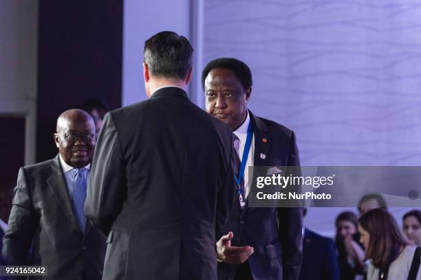 Nana Akufo-Addo, President of Ghana , is greeted by Brian Sandoval, Nevada Governor and National Governors Association Chair , before President...