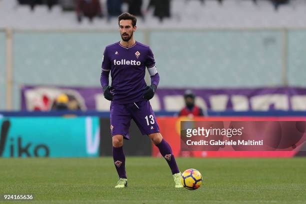 Davide Astori of ACF Fiorentina in action during the serie A match between ACF Fiorentina and AC Chievo Verona at Stadio Artemio Franchi on February...