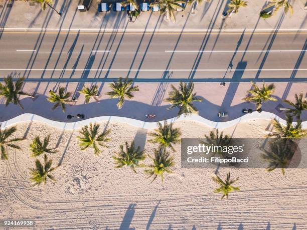 fort lauderdale beach at sunrise from drone point of view - sunrise fort lauderdale stock pictures, royalty-free photos & images