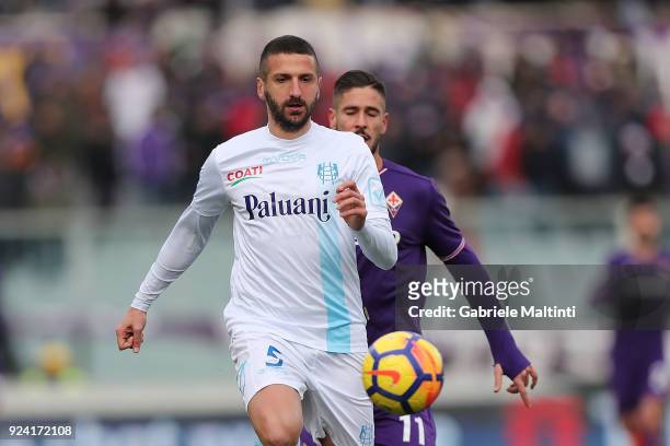 Alessandro Gamberini of AC Chievo Verona in action during the serie A match between ACF Fiorentina and AC Chievo Verona at Stadio Artemio Franchi on...