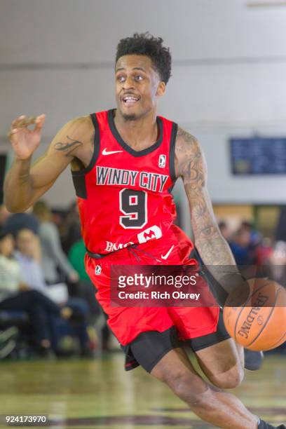 Antonio Blakeney of the Windy City Bulls handles the ball against the Maine Red Claws during the NBA G-League on February 25, 2018 at the Portland...