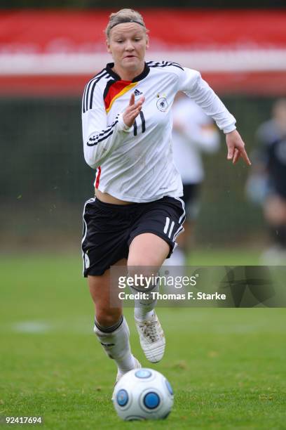 Alexandra Popp of Germany runs with the ball during the Women's International friendly match between Germany U20 and Sweden U23 at the August Wenzel...
