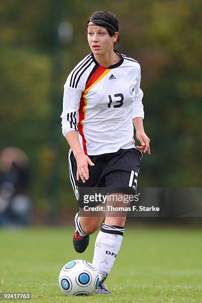 Sylvia Arnold of Germany runs with the ball during the Women's International friendly match between Germany U20 and Sweden U23 at the August Wenzel...