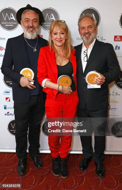 Jez Butterworth, winner of the Best New Play award for "The Ferryman", Sonia Friedman, winner of the Equity Award for Services to Theatre, and Sam...