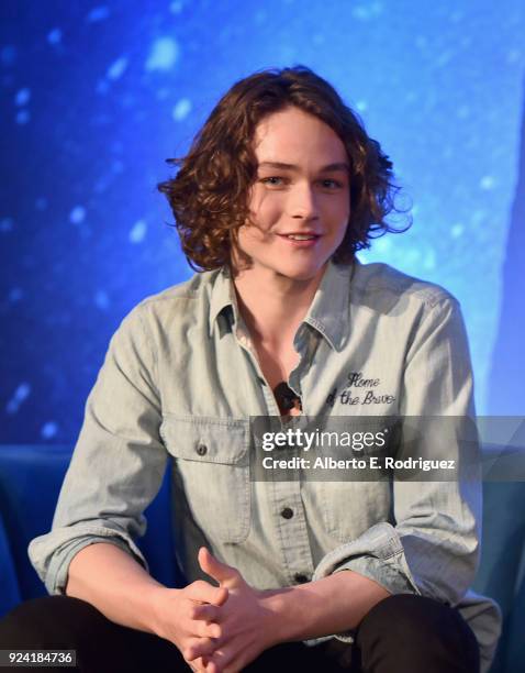 Actor Levi Miller participates in the press conference for Disneys 'A Wrinkle in Time' in Hollywood, CA on March 25, 2018