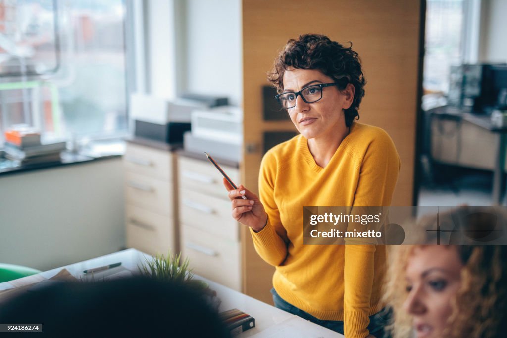 Businesswoman presenting new project