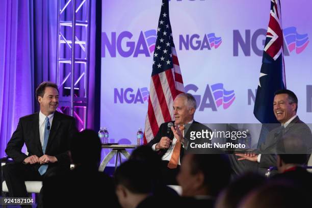 Steve Bullock, Governor of Montana, Malcolm Turnbull, Prime Minister of Australia, and Brian Sandoval, Nevada Governor and National Governors...