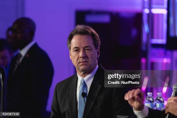 Steve Bullock, Governor of Montana, participates on a panel at the National Governors Association Winter Meeting, at the JW Marriott in Washington,...