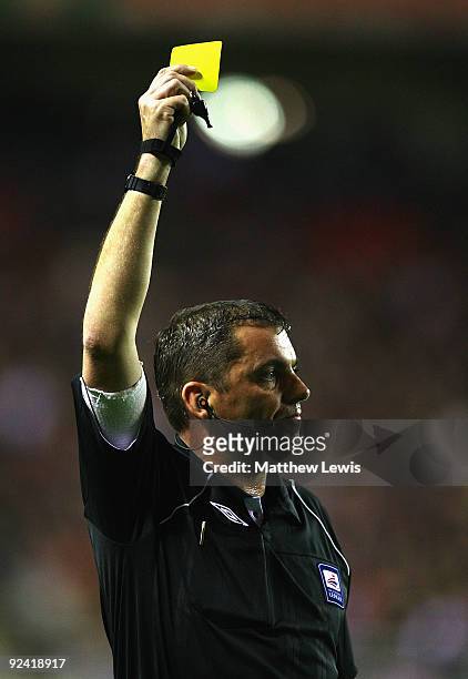 Referee Phil Dowd in action during the Carling Cup 4th Round match between Sunderland and Aston Villa at the Stadium of Light on October 27, 2009 in...