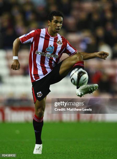 Kieran Richardson of Sunderland in action during the Carling Cup 4th Round match between Sunderland and Aston Villa at the Stadium of Light on...