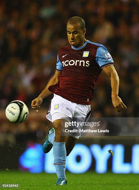 Gabriel Agbonlahor of Aston Villa in action during the Carling Cup 4th Round match between Sunderland and Aston Villa at the Stadium of Light on...