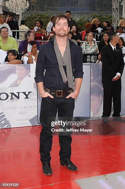 Musician David Cook arrives at the Los Angeles Premiere of "This Is It" held at Nokia Theatre L.A. Live on October 27, 2009 in Los Angeles,...