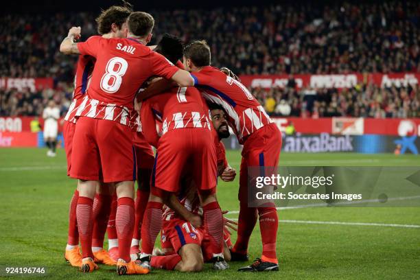 Saul Niguez of Atletico Madrid, Antoine Griezmann of Atletico Madrid, Diego Costa of Atletico Madrid during the La Liga Santander match between...