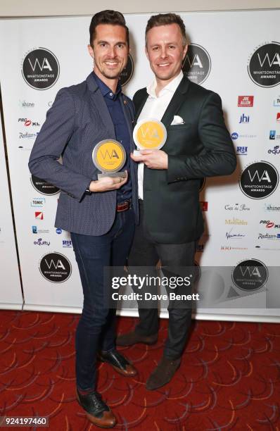 Simon Adkins, accepting the Best Choreography award on behalf of Randy Skinner for "42nd Street", and Tom Lister, accepting the Best Musical Revival...