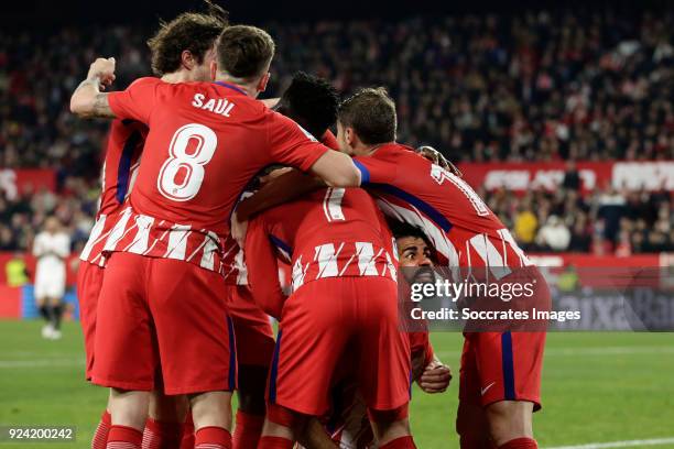 Saul Niguez of Atletico Madrid, Antoine Griezmann of Atletico Madrid, Diego Costa of Atletico Madrid during the La Liga Santander match between...