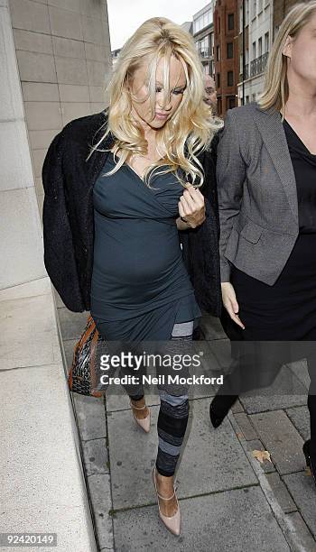Pamela Anderson sighted Leaving The Dorchester Hotel on October 28, 2009 in London, England.