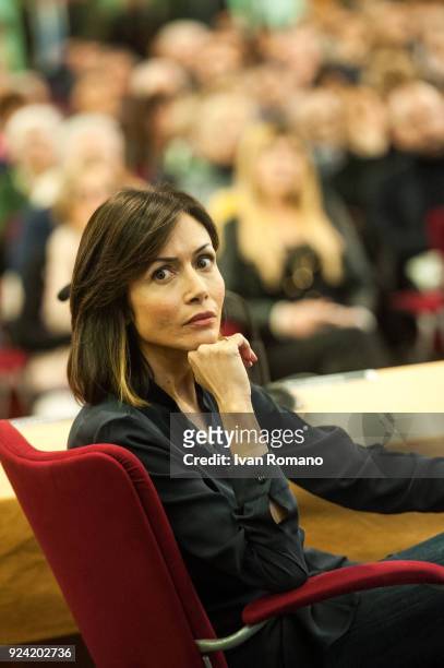 Mara Carfagna, candidate for the Italian Chambers of Deputies, for the party Forza Italia of Silvio Berlusconi, during a rally at the conference room...