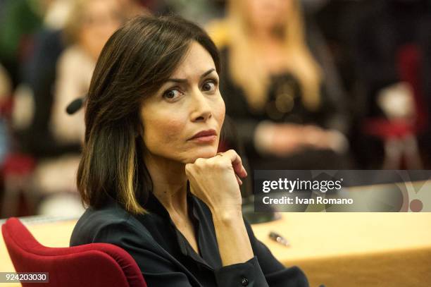 Mara Carfagna, candidate for the Italian Chambers of Deputies, for the party Forza Italia of Silvio Berlusconi, during a rally at the conference room...