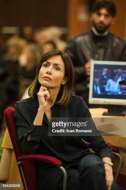 Mara Carfagna, candidate for the Italian Chambers of Deputies, for the party Forza Italia of Silvio Berlusconi, during a rally at the conference room...