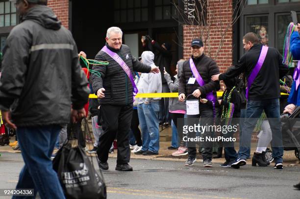 In his roll as Grand Marshall retiring US Rep. Bob Brady is seen strutting down Main Street in the Manayunk neighborhood of Philadelphia, PA during...