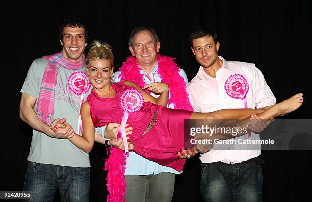 Alex Gaumond, Sheridan Smith, Peter Davison and Duncan James take a break from rehearsals for Legally Blonde the musical to support 'Wear It Pink' on...