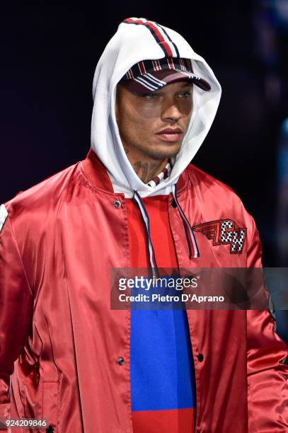 Model Jeremy Meeks walks the runway at the Tommy Hilfiger show during Milan Fashion Week Fall/Winter 2018/19 on February 25, 2018 in Milan, Italy.