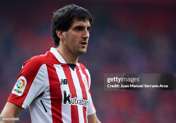 Mikel San Jose of Athletic Club reacts during the La Liga match between Athletic Club Bilbao and Malaga CF at San Mames Stadium on February 25, 2018...