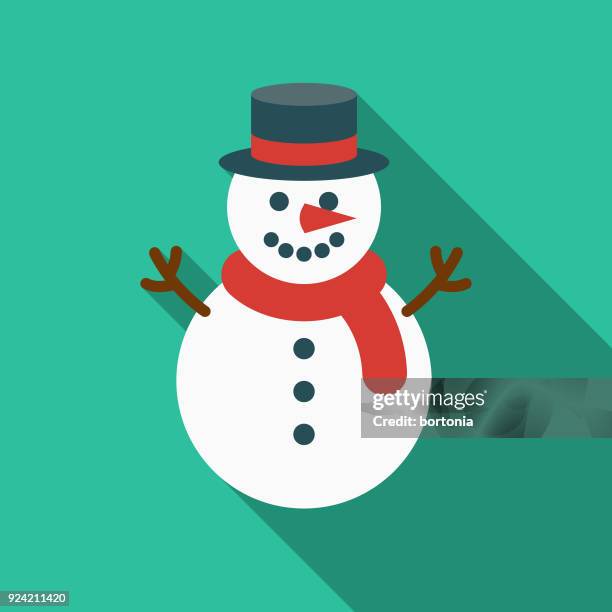 illustrazioni stock, clip art, cartoni animati e icone di tendenza di icona canadese di snowman flat design con side shadow - pupazzo di neve