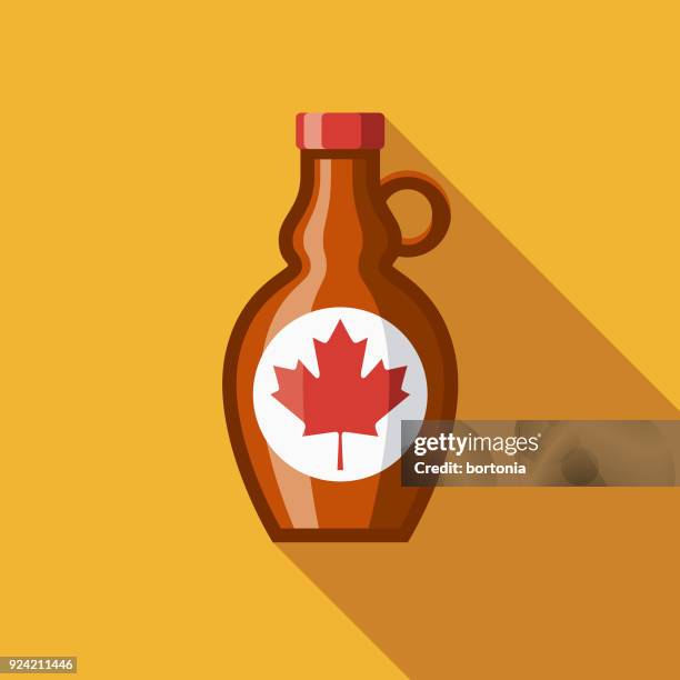 maple syrup flat design canadian icon with side shadow - maple syrup stock illustrations
