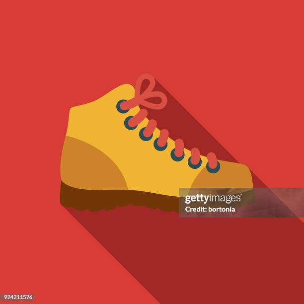 hiking boot flat design canadian icon with side shadow - hiking boot stock illustrations