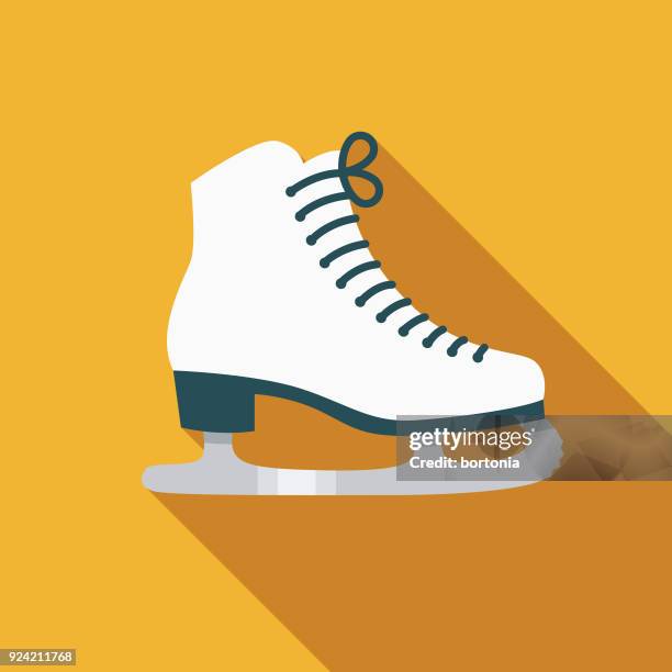 ice skate flat design canadian icon with side shadow - skating vector stock illustrations