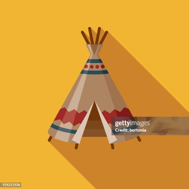 teepee flat design canadian icon with side shadow - teepee stock illustrations
