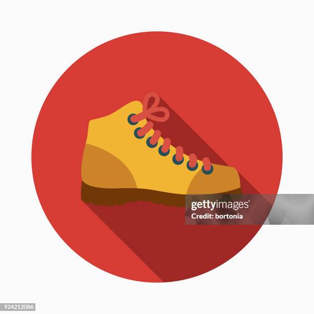 stockillustraties, clipart, cartoons en iconen met boot plat ontwerp canadese pictogram met kant schaduw wandelen - wandelschoen