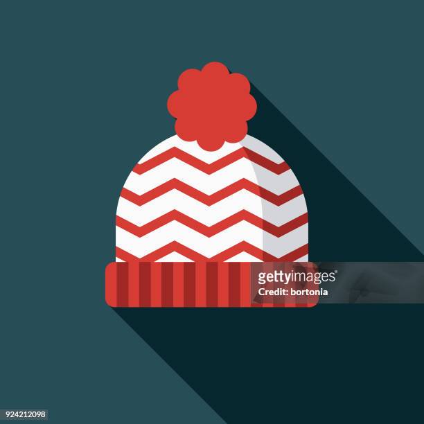 toque flat design canadian icon with side shadow - beanie stock illustrations