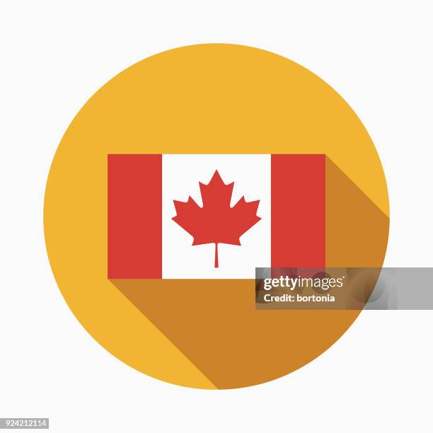 フラグ フラット デザイ�ン カナダ アイコン側の影 - カナダ国旗点のイラスト素材／クリップアート素材／マンガ素材／アイコン素材