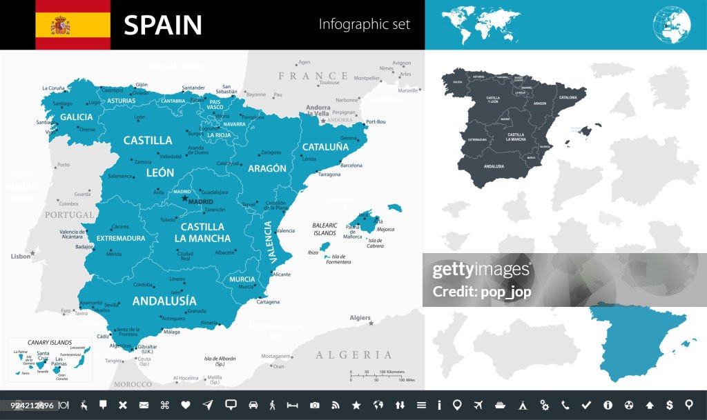 Carte de l’Espagne - infographie vectorielle