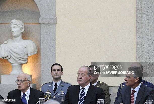 Spain's King Juan Carlos , Italian President Giorgio Napolitano and Portugal's President Anibal Cavaco Silva attends a meeting of the COTEC Europe...