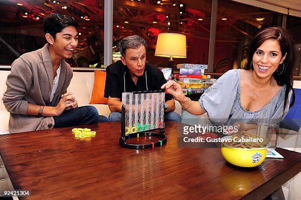 Actors Mark Indelicato,Tony Plana and Ana Ortiz attends the kick off for National Family Game Night by playing Hasbro games at the Toys"R"Us Times...