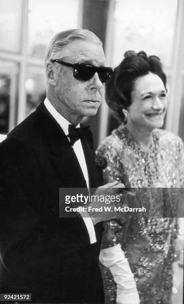 Edward VIII, Duke of Windsor and his wife Wallis, Duchess of Windsor attend the premiere party after a showing of the documentary 'A King's Story,'...