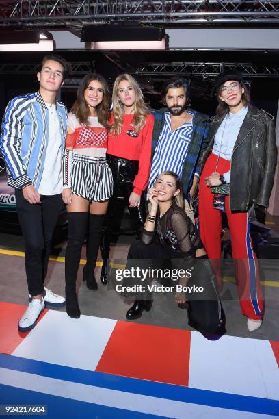 Andy Zurita, Pamela Allier, Fer Medina, Juan Pablo Jim, Luisa Fernanda Islas and Michelle Salas attend the Tommy Hilfiger Drive Now show during Milan...