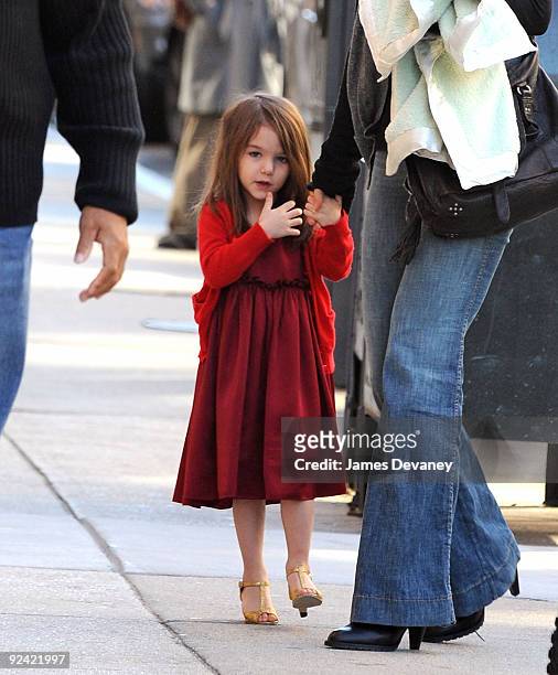 Katie Holmes and Suri Cruise go Halloween shopping in Back Bay on October 26, 2009 in Boston, Massachusetts.