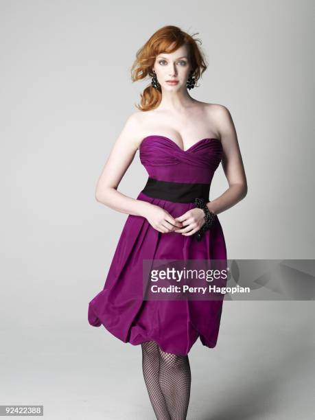 Actress Christina Hendricks poses at a portrait session for Marie Claire Magazine on July 8, 2009 in New York City.