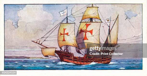 'Columbus's Santa Maria', 1937. From The Story of Navigation. [The Imperial Tobacco Co. , Ltd., 1937] Artist Unknown.