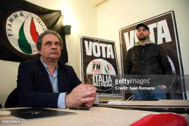 Roberto Fiore, leader of far-right party Forza Nuova attends a rally at the Esedra Palace Hotel on February 25, 2018 in Naples, Italy. The Italian...
