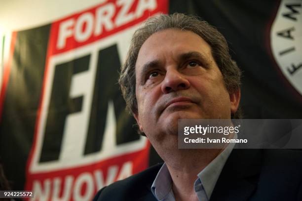 Roberto Fiore, leader of far-right party Forza Nuova attends a rally at the Esedra Palace Hotel on February 25, 2018 in Naples, Italy. The Italian...