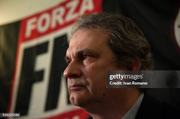 Roberto Fiore, leader of far-right party Forza Nuova attends a rally at the Esedra Palace Hotel on February 25, 2018 in Naples, Italy. The Italian...